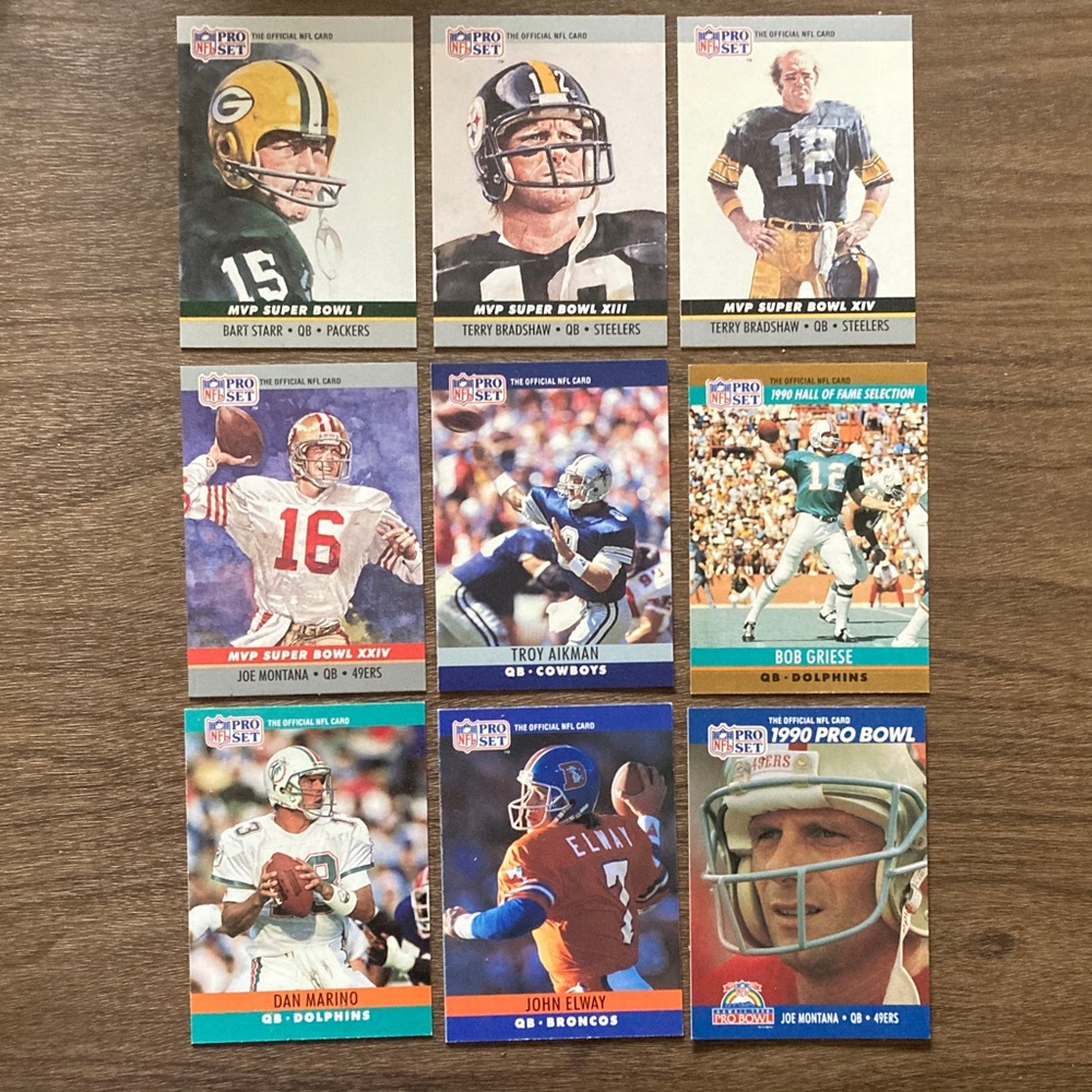 1990 ProSet collection of NFL Quarterback greats.